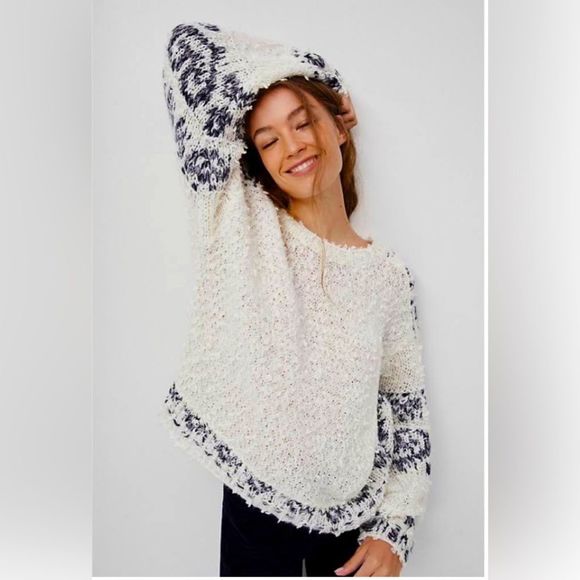 Anthropologie Sweaters - Anthropologie Pilcro Petra Feathered White Wool Alpaca Crewneck Pullover Sweater